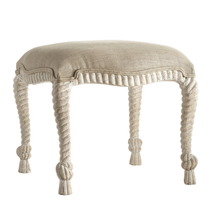 French Stool  with Rope Frame in Acacia