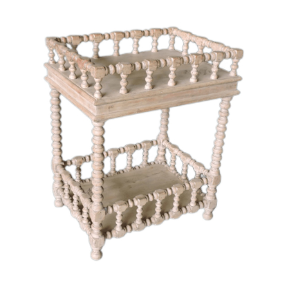 Acacia Two Tiered Side Table with Moulded Detail